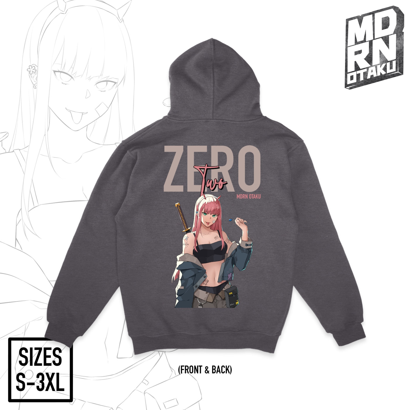 Zero Two Hoodie - Heather Charcoal